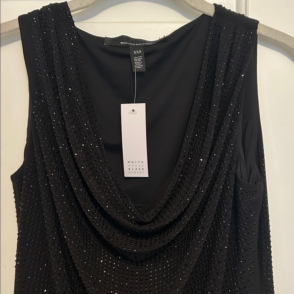 WHBM Rhinestone Drape Neck Top - Picture 3 of 6